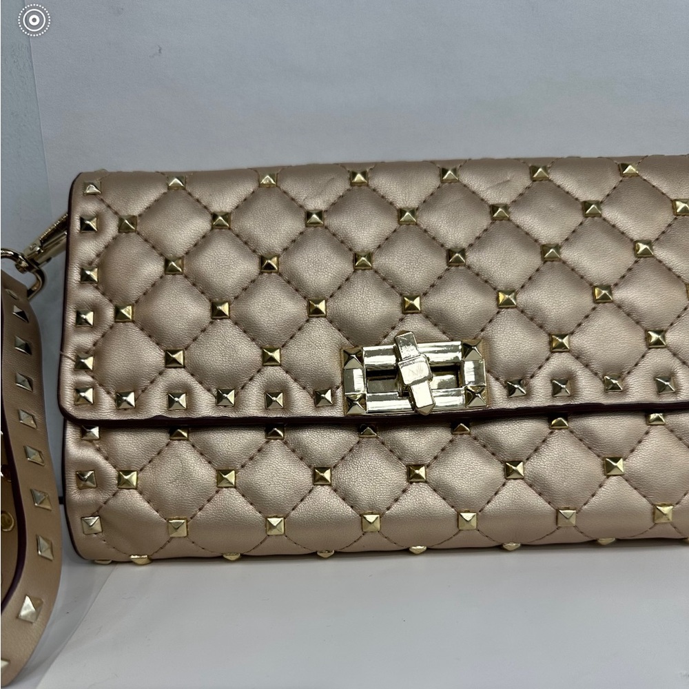 Gold Quilted Clutch with Studded Details